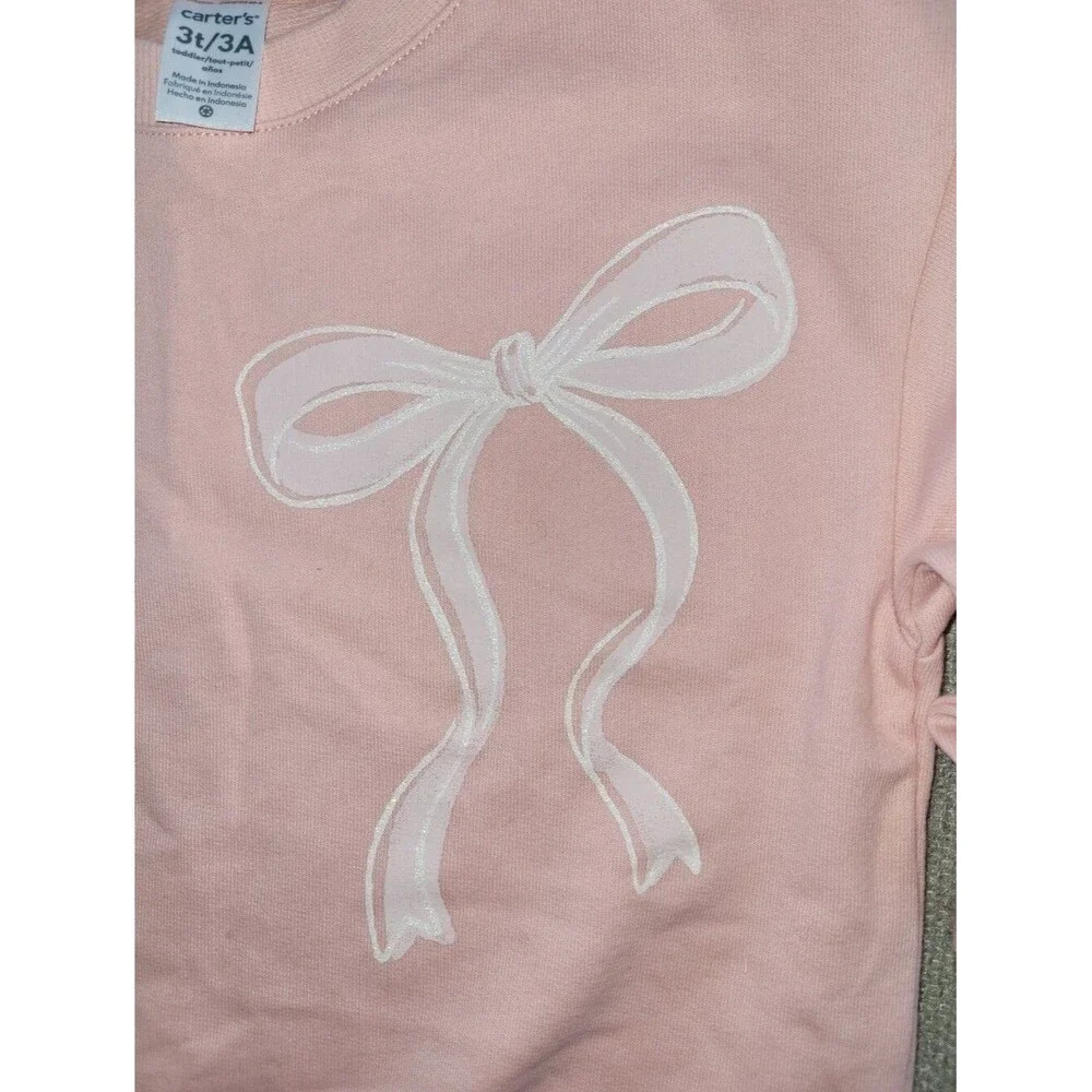 Carter's Size 3t Light Pink Bow Crewneck Sweatshirt